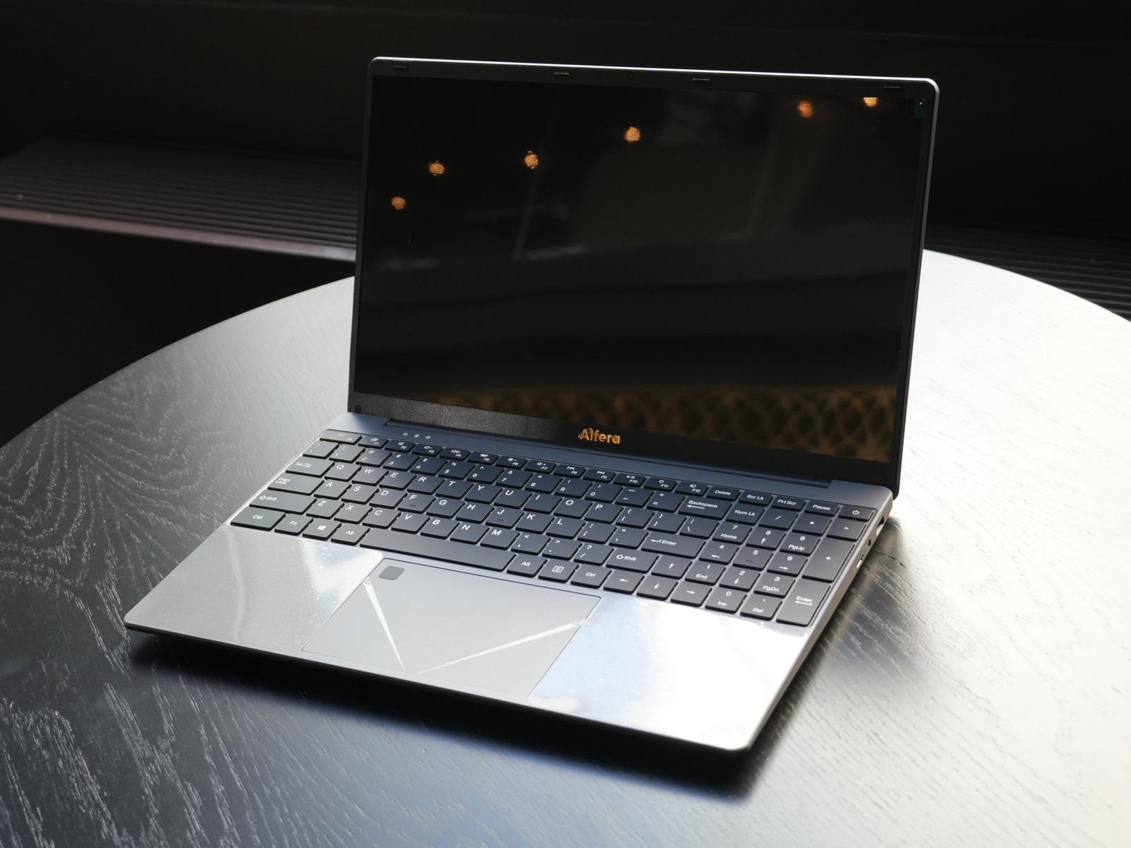Alfera laptop open — premium Nigerian-engineered laptop design