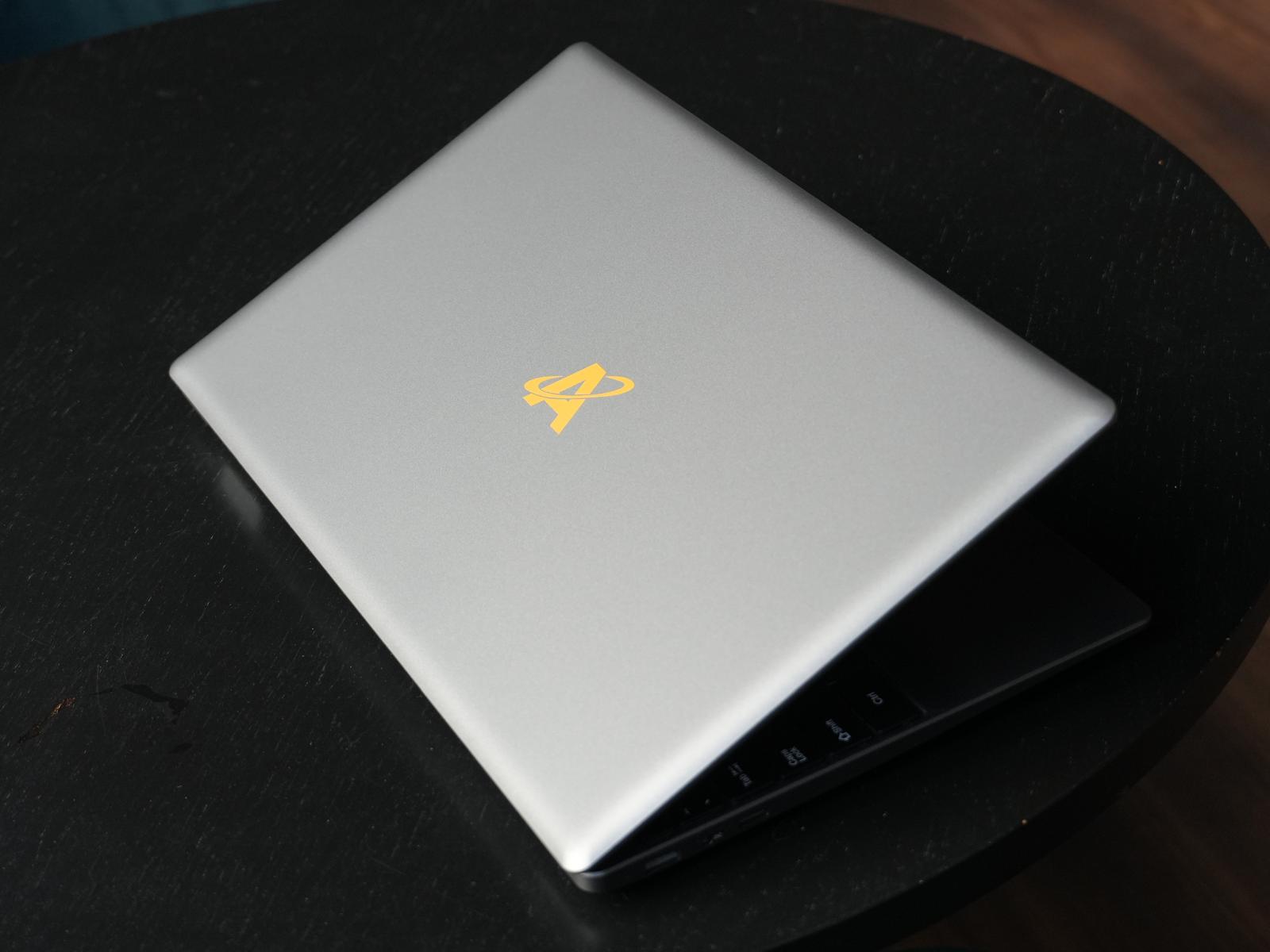 Alfera laptop closed lid with gold logo — Africa's premium laptop brand
